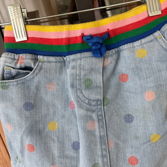 Mini Boden rainbow denim skirt rib polka dots colorful toddler girl drawstring - Picture 5 of 6